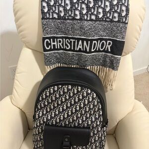 Christian Dior Monogram Backpack and Scarf Set